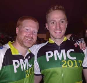 Dave and Taylor at the start of Pan-Mass Challenge 2017.