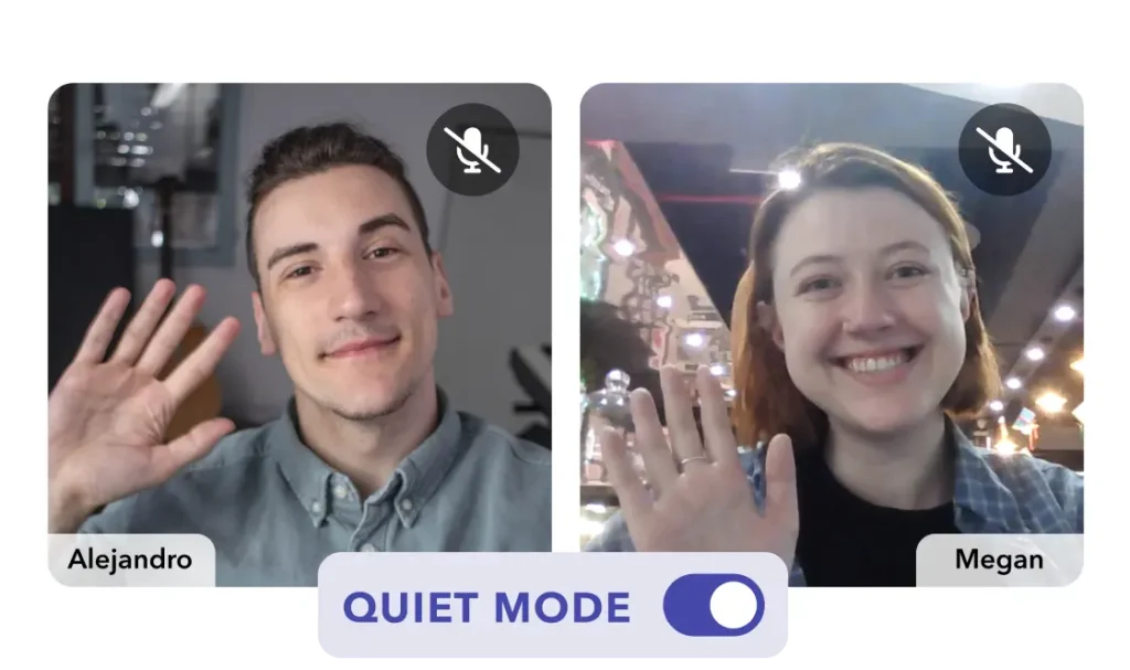 a virtual meeting between two people on Focusmate using the quiet mode